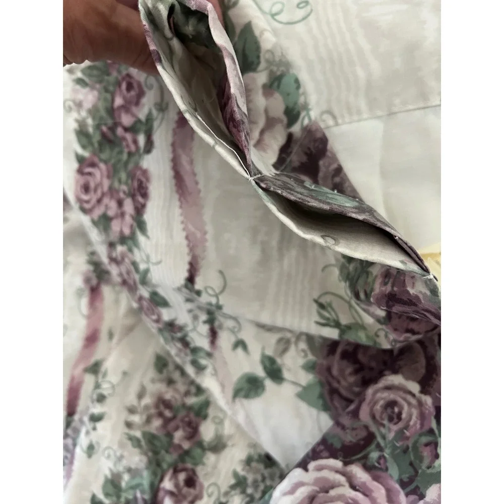 JCPenney Floral Pole Pocket Draperies Purple Rose Lined Curtains Set of 2 Panels